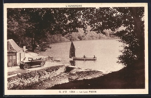 Cpa lac pavin voiture - cpa, pavin,
