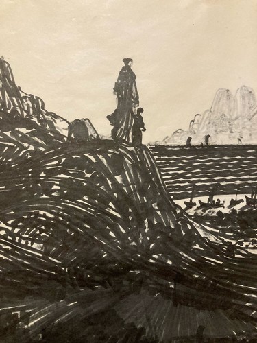 Beau dessin encre - beau, mere